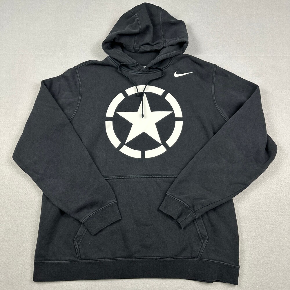 Army Black Knights Hoodie Men Large Black Nike Star Circle West Point Airborne L